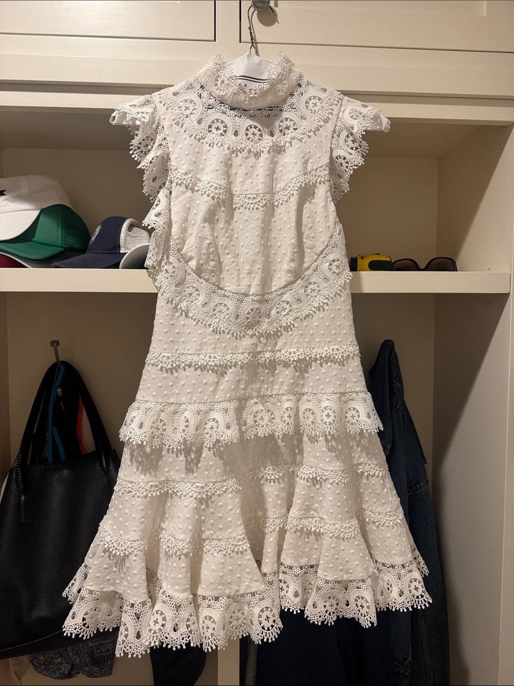 Zimmermann White Lace Tiered Midi Dress
